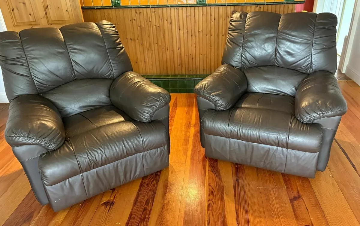 3 Piece Brown Leather Suite - Image 2