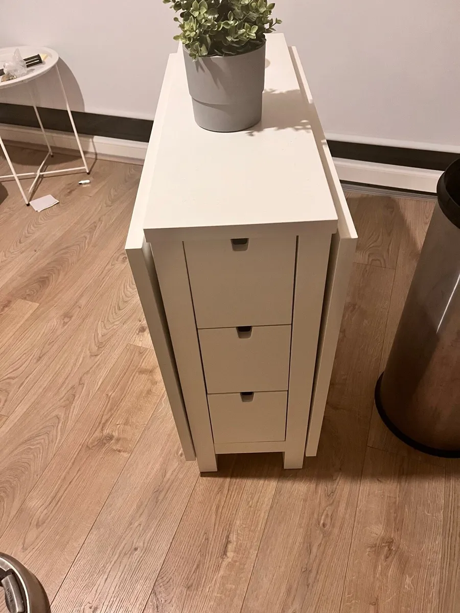 Extendable white storage table with drawers - Image 2
