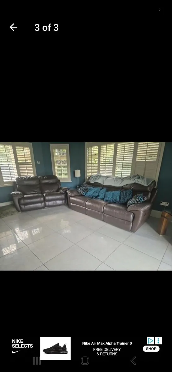 Leather 2&3 seater sofa - Image 1
