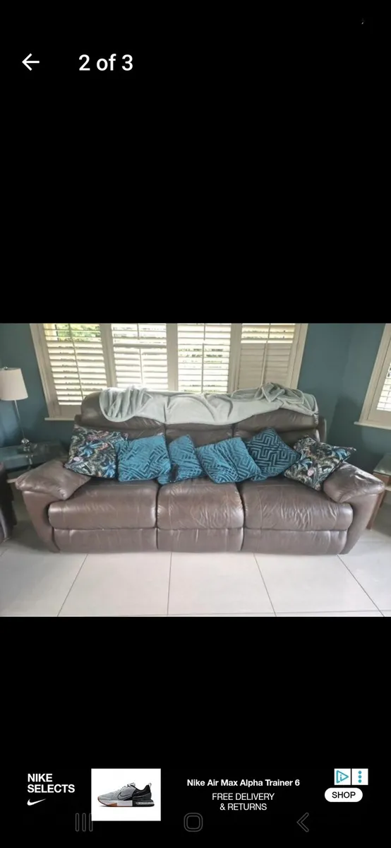 Leather 2&3 seater sofa - Image 3