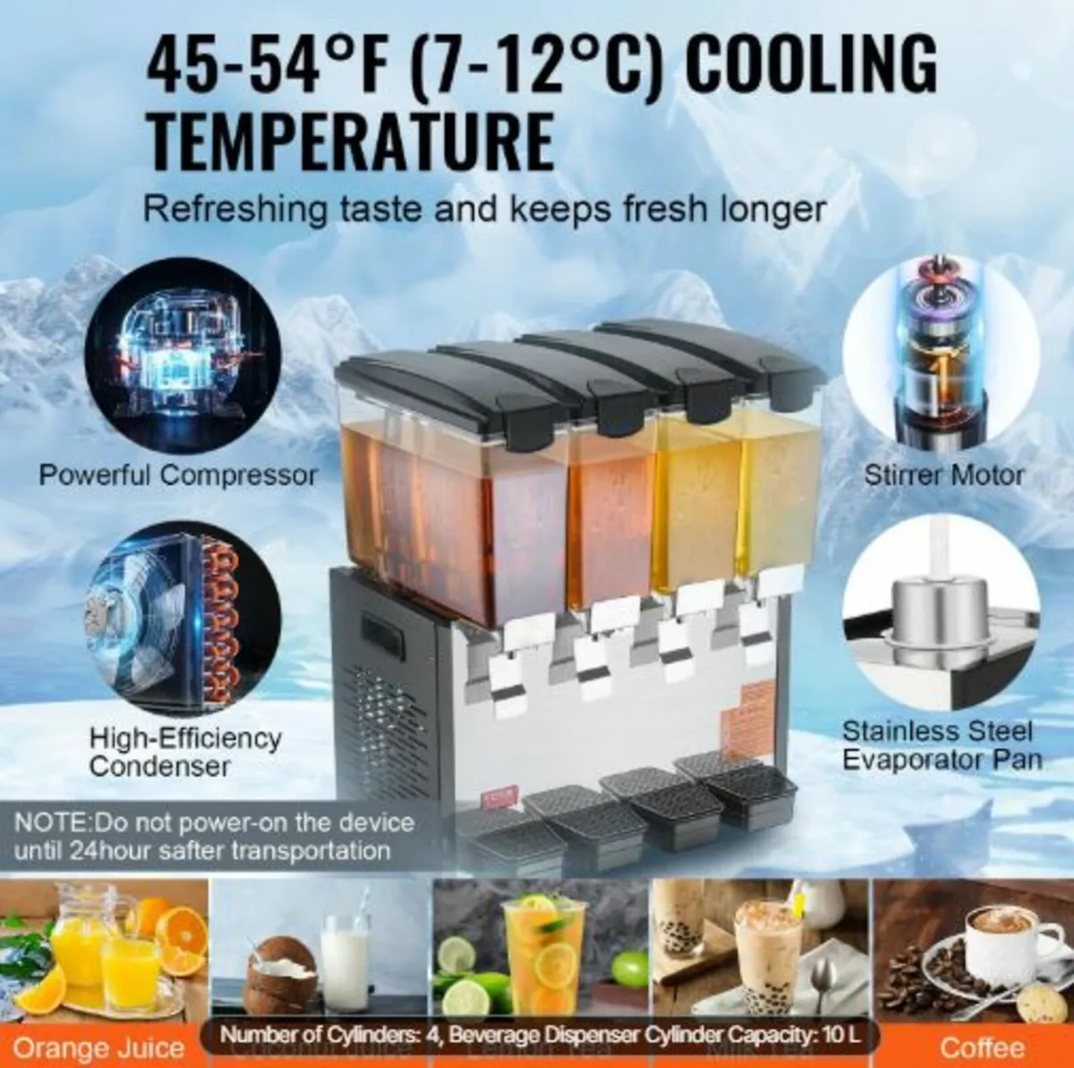 Commercial Beverage Dispenser, 4 Tanks 10 L Per - Image 2