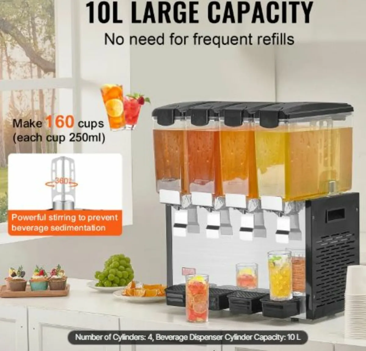 Commercial Beverage Dispenser, 4 Tanks 10 L Per - Image 4