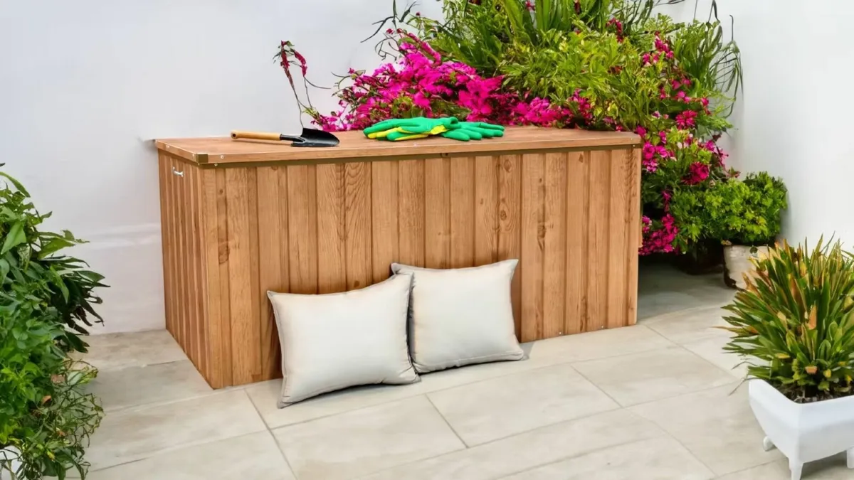 770 Litre Steel Patio Storage Boxes Grey or Brown - Image 2