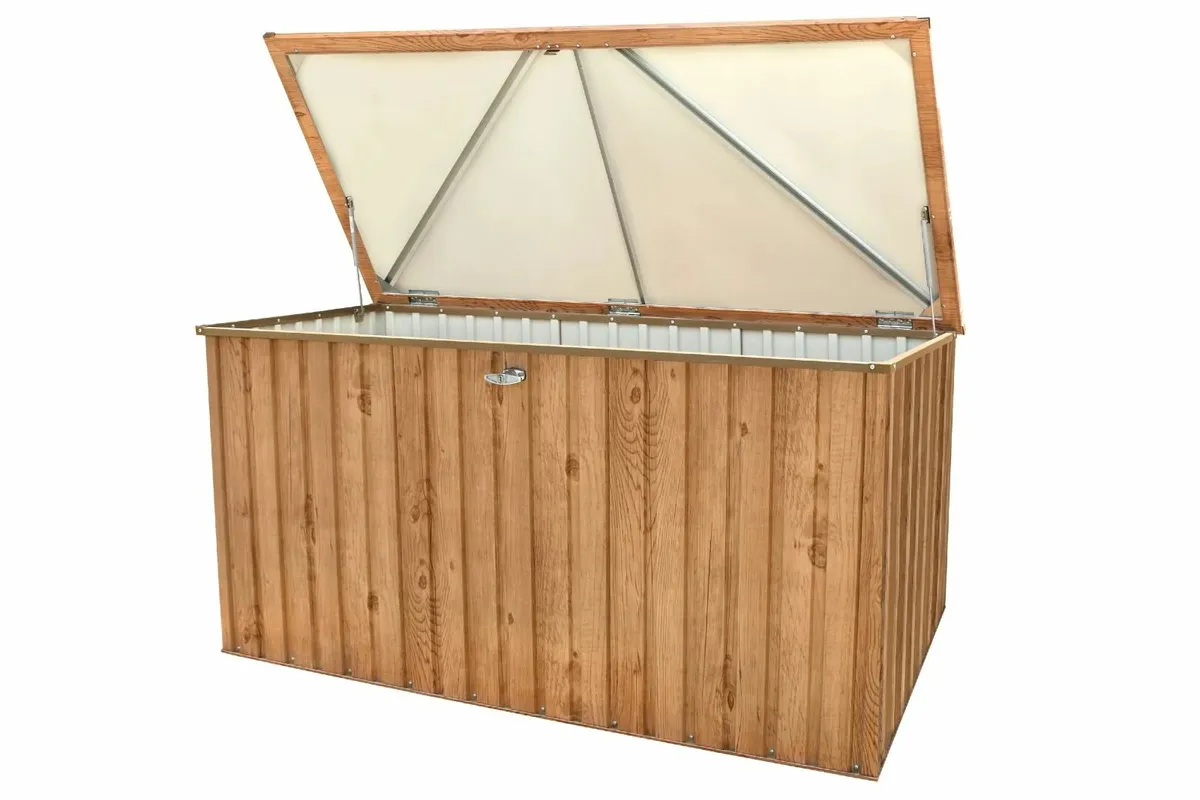 770 Litre Steel Patio Storage Boxes Grey or Brown - Image 3