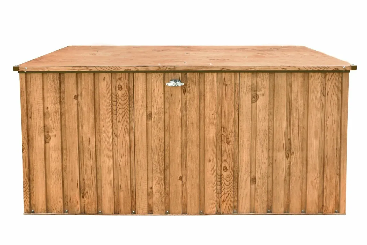 770 Litre Steel Patio Storage Boxes Grey or Brown - Image 4
