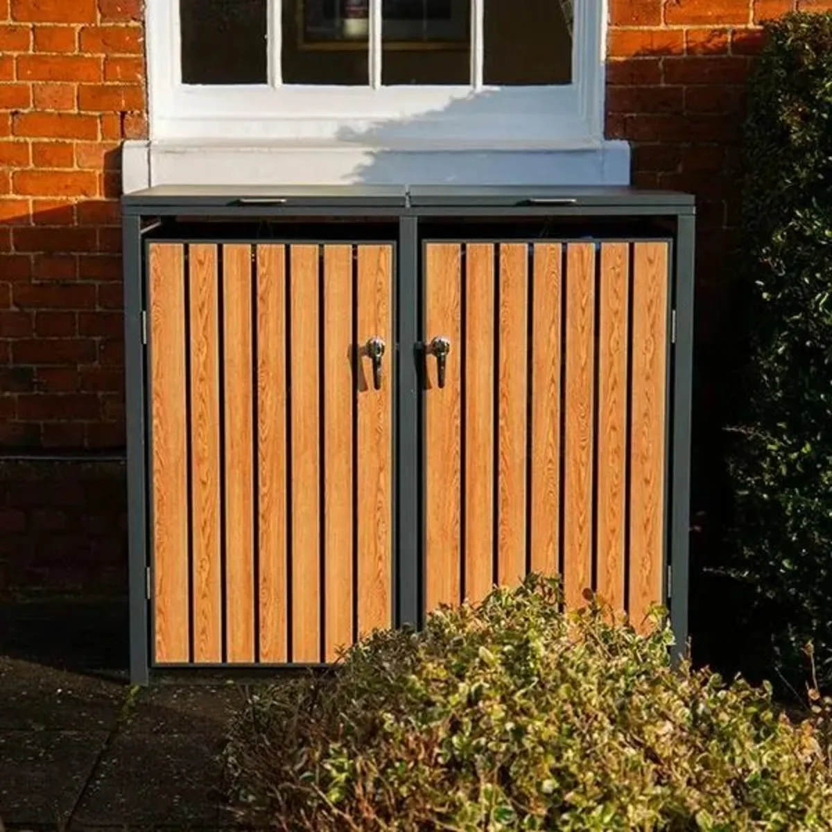 Premium Metal Wheelie Bin Shelter – 2 Bay – Natura - Image 1
