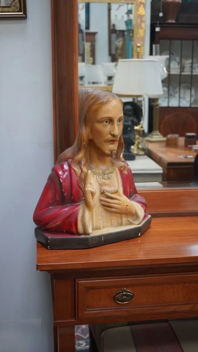 Vintage Ceramic Sacred Heart of Jesus Bust - Image 3