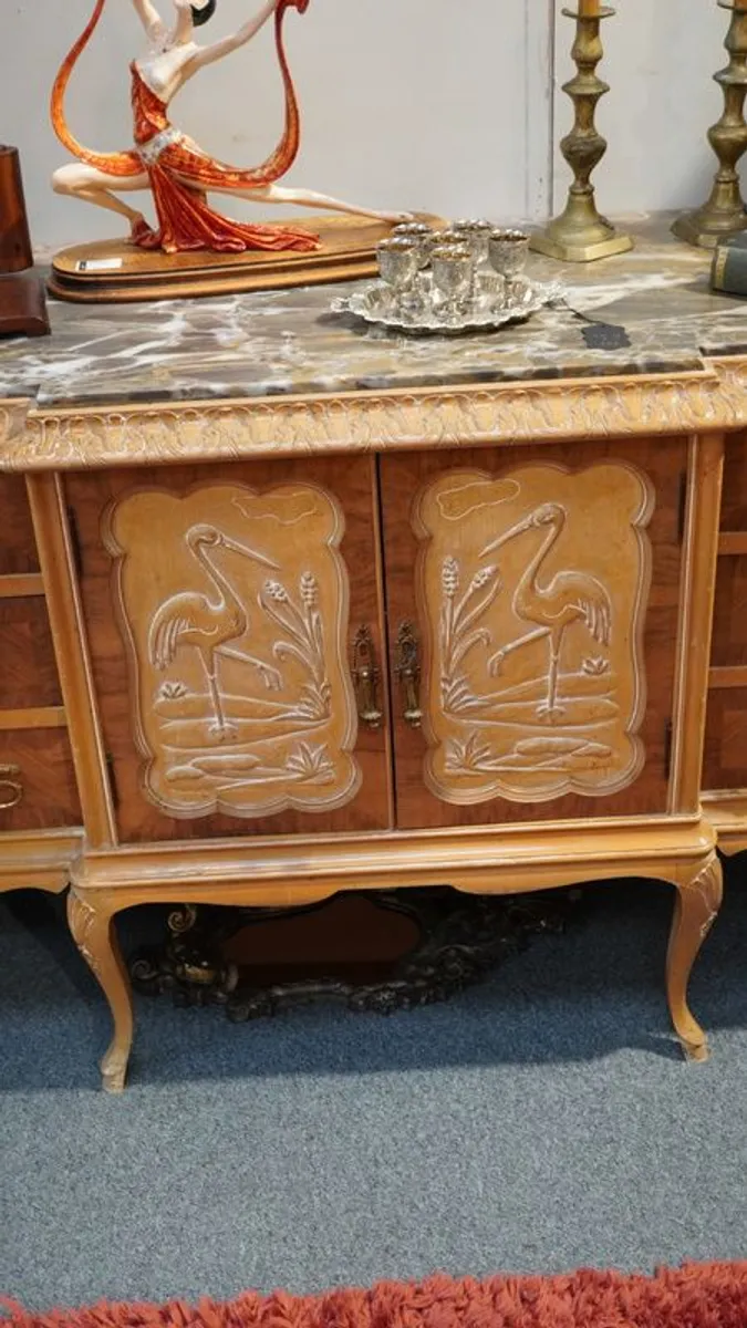 Vintage Spanish Sideboard with Marble Top - Image 4