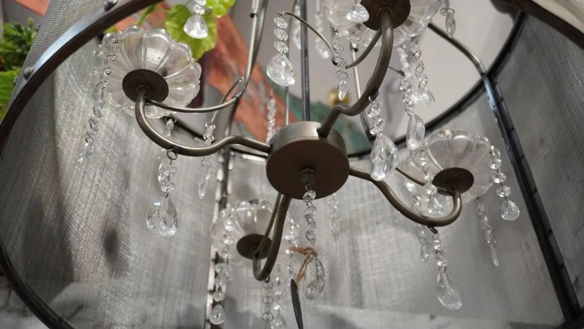 Industrial Style Chandelier with Crystal Accents - Image 2