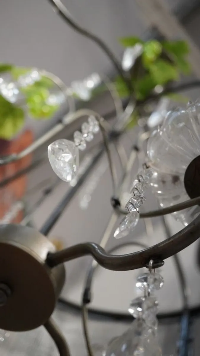 Industrial Style Chandelier with Crystal Accents - Image 3