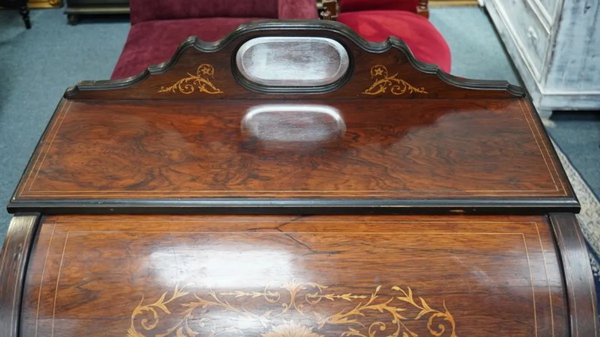 Edwardian Rosewood Cylinder Bureau (c. 1900 - 1910) - Image 2