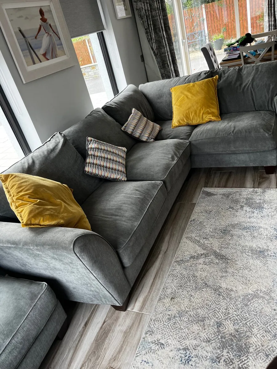 L shaped couch, swivel chair and extension seat - Image 4
