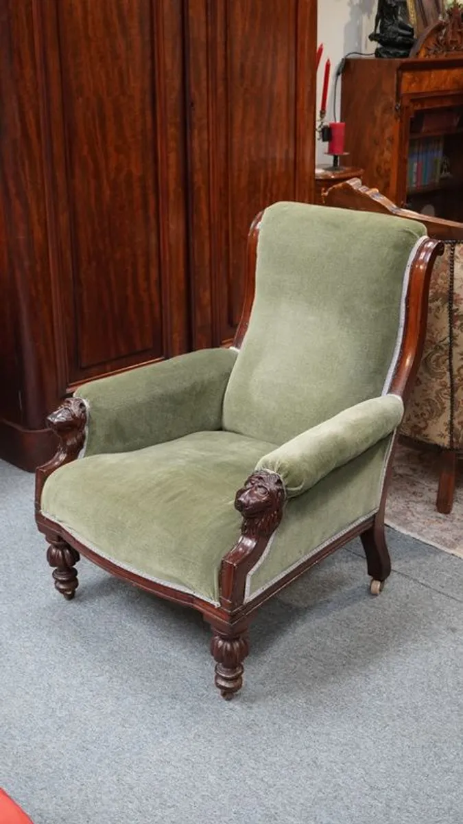 Victorian Scroll-Back Armchair - Image 3