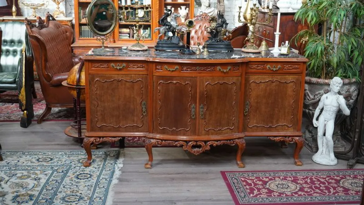 Spanish Louis XV-Style Sideboard with Marble Top - Image 1