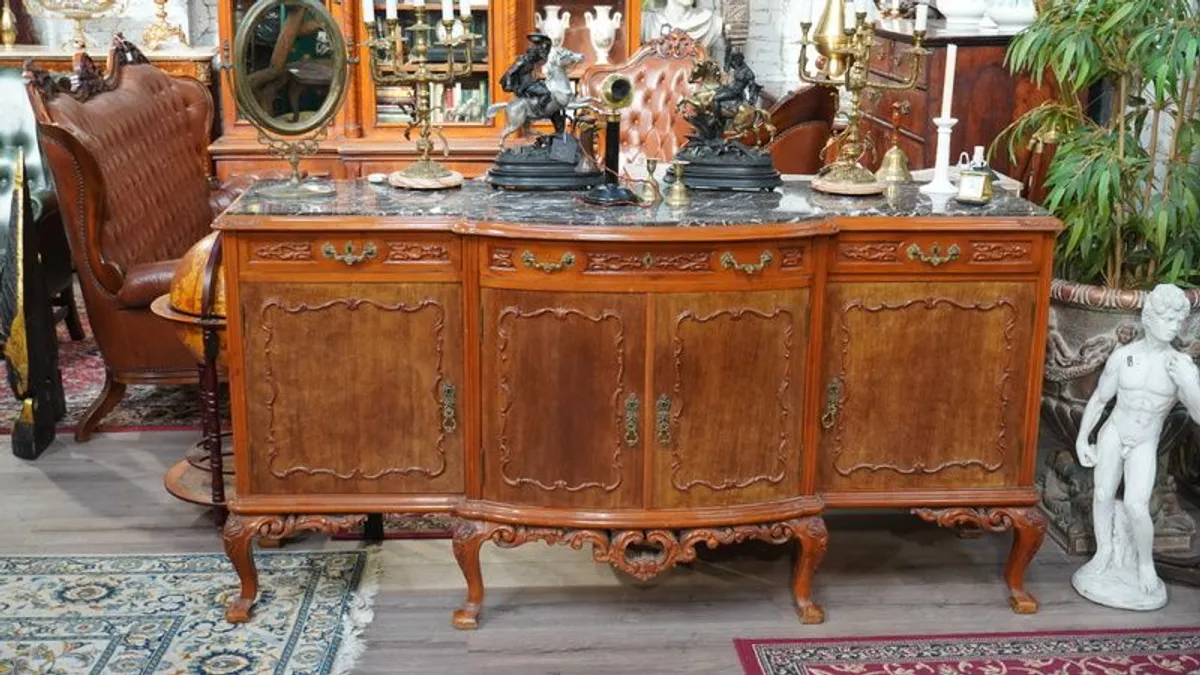 Spanish Louis XV-Style Sideboard with Marble Top - Image 2