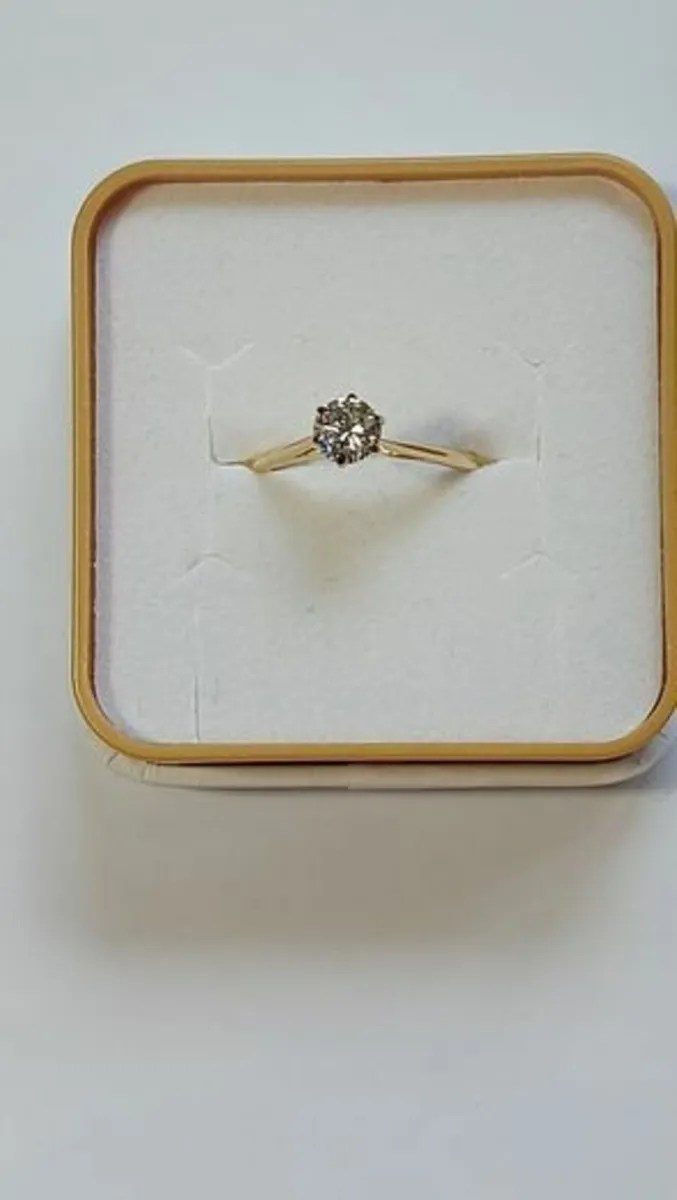 0.55 ct Natural Diamond 18K Yellow Gold Ring AIG C - Image 2