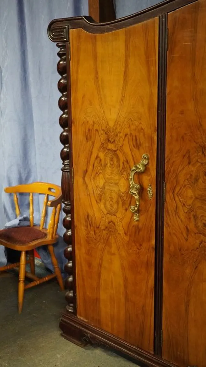 Magnificent Spanish Walnut Armoire - Ornate Carved Wardrobe - Image 3