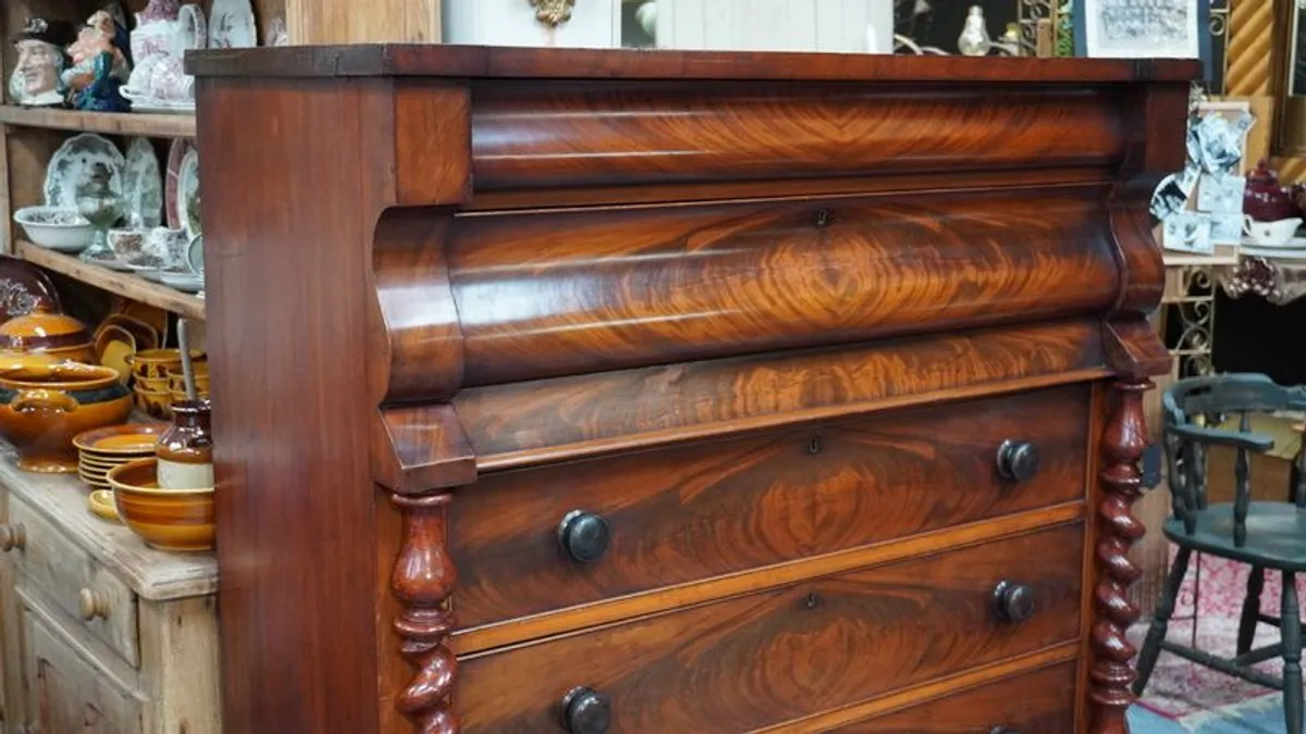 Antique 19th Century Mahogany Scotch Chest with Barley Twist Columns - Image 4