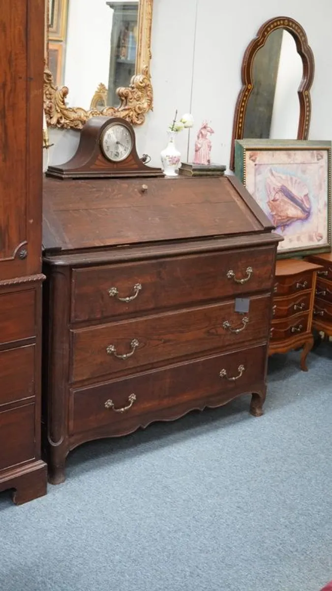 True Spanish Antique Oak Secretary Desk - Image 1