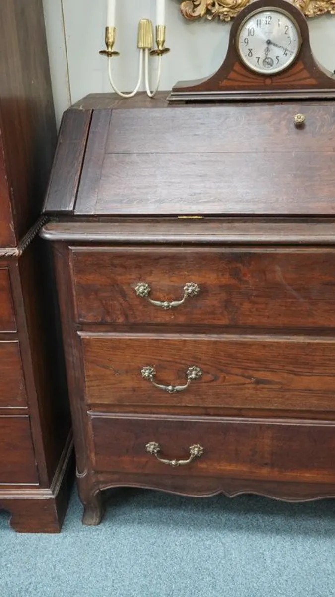 True Spanish Antique Oak Secretary Desk - Image 4
