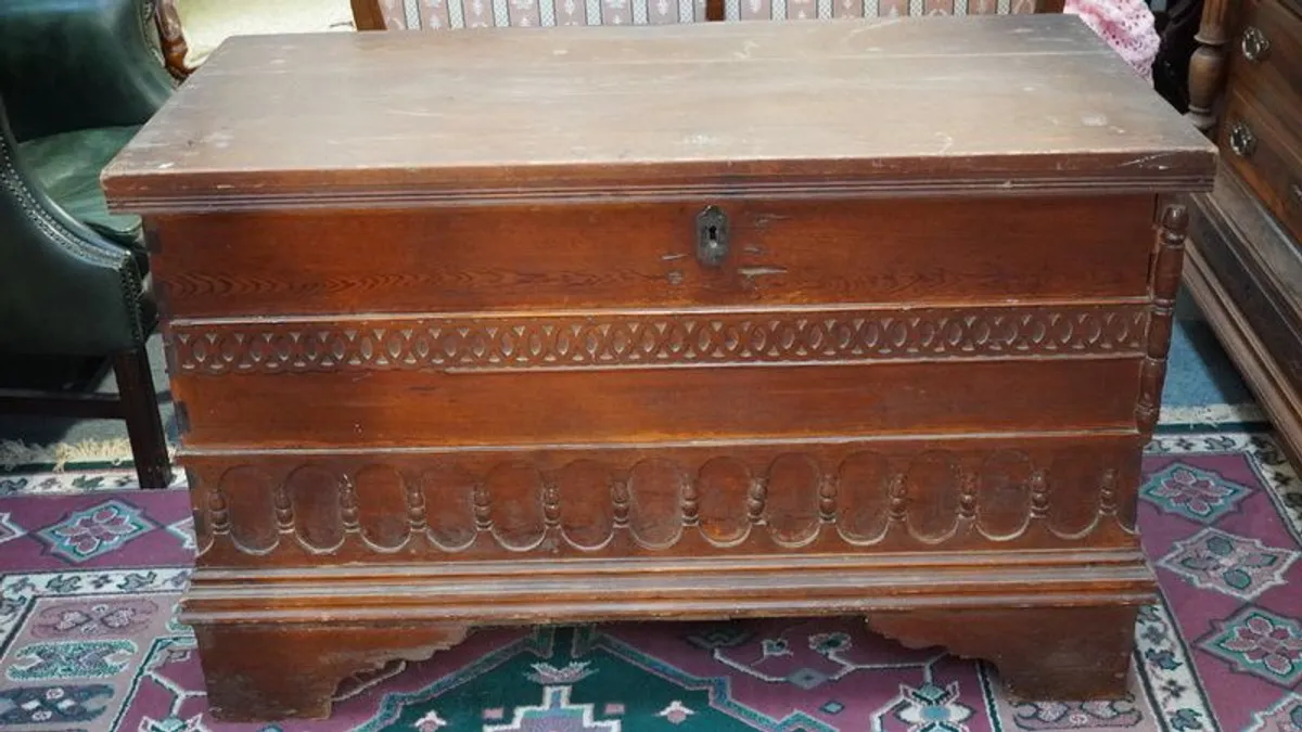 Antique Wooden Trunk - Image 2