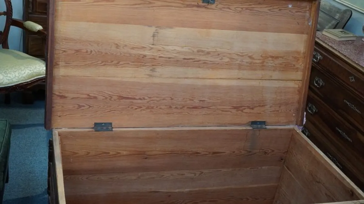 Antique Wooden Trunk - Image 4