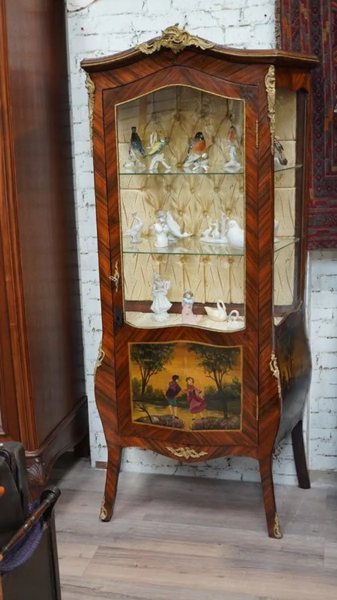 Vintage Display Cabinet with Hand-Painted Panels - Image 2