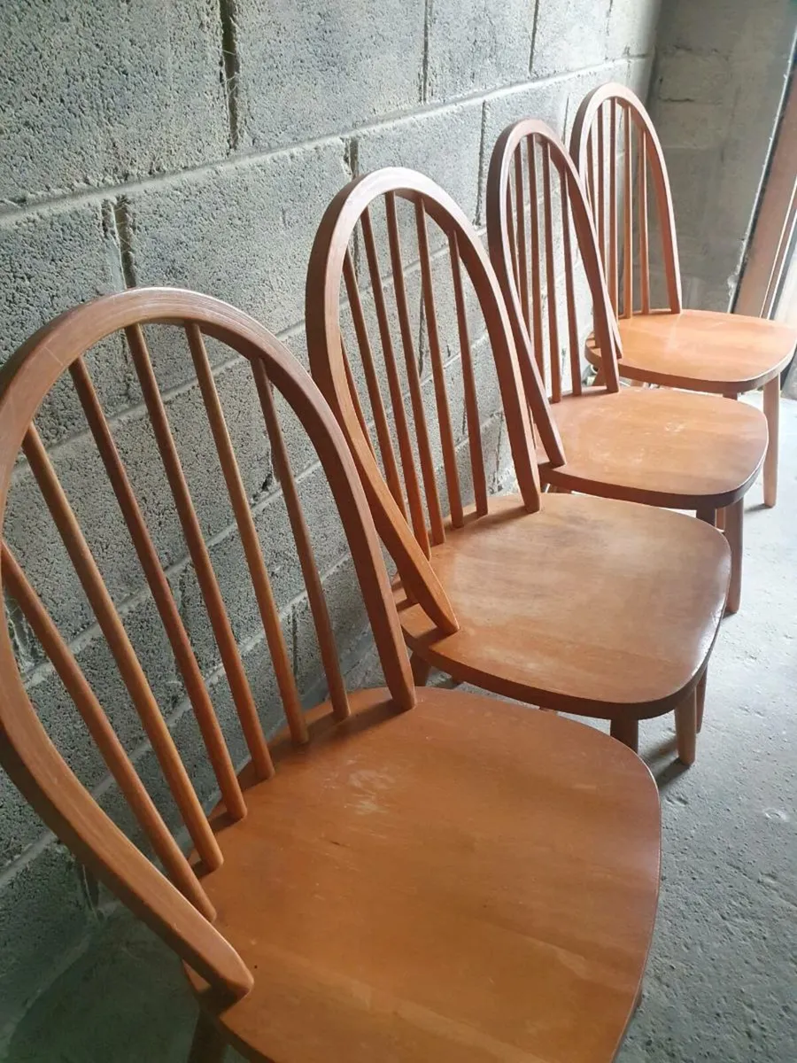 Set of 4 solid wood dining chairs - Image 1