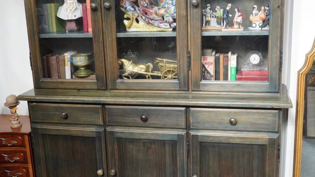 Vintage Spanish Display Cabinet - Stunning Iridescent Finish - Image 4