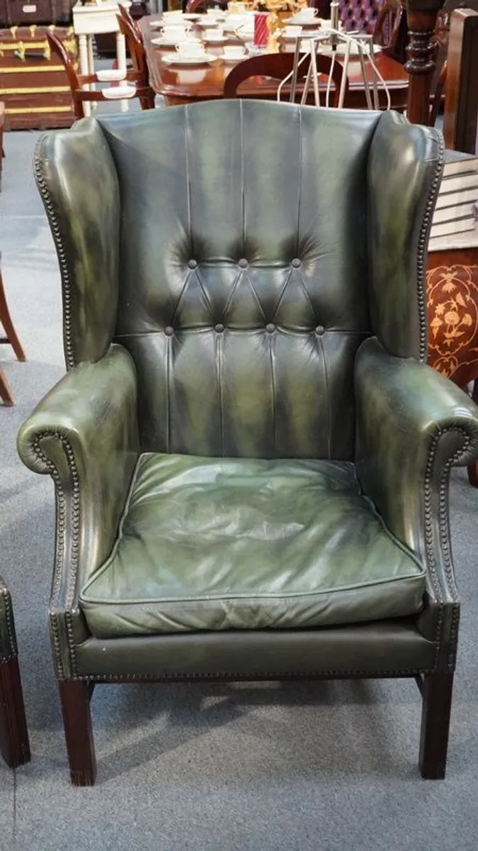 Pair of Chesterfield Wingback Armchairs - Image 3