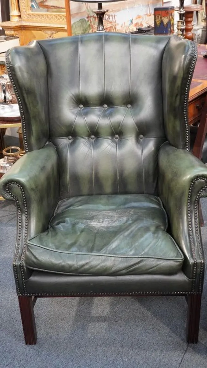 Pair of Chesterfield Wingback Armchairs - Image 4