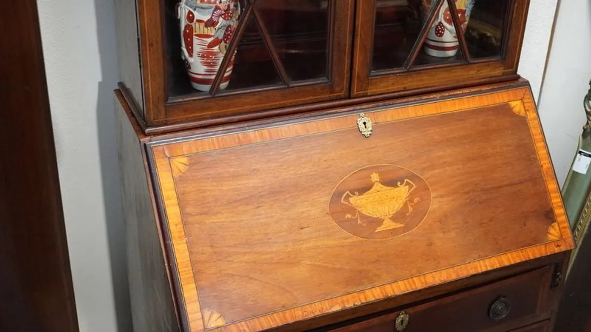 Edwardian Mahogany Bureau Bookcase, c.1900 - Image 4