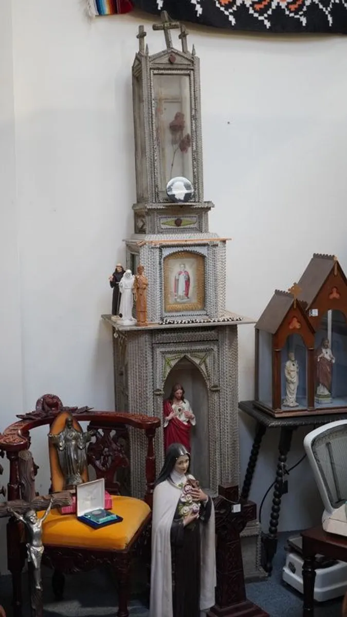 Antique Tramp Art Religious Shrine - Image 1
