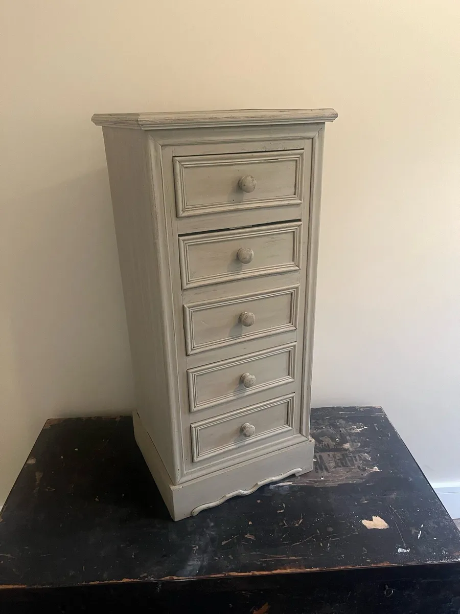 Antique Painted Cabinet with Drawers - Image 1