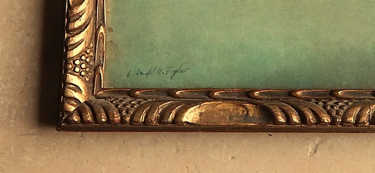 Large Vintage Print of The Sampler in Ornate Frame - Image 3