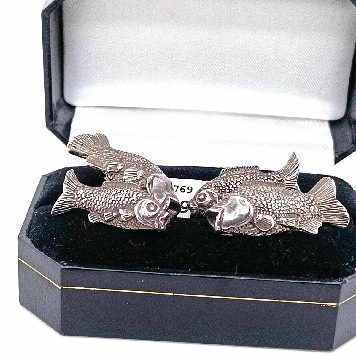 Silver Carp Fish cufflinks - Image 1
