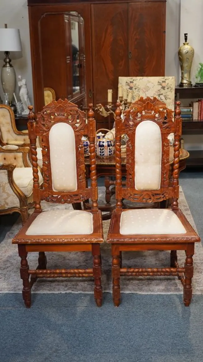 Pair of Vintage Spanish Throne Chairs - Image 1