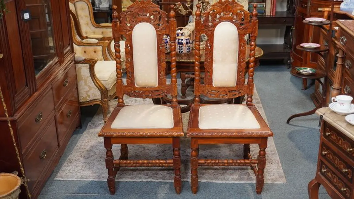 Pair of Vintage Spanish Throne Chairs - Image 2