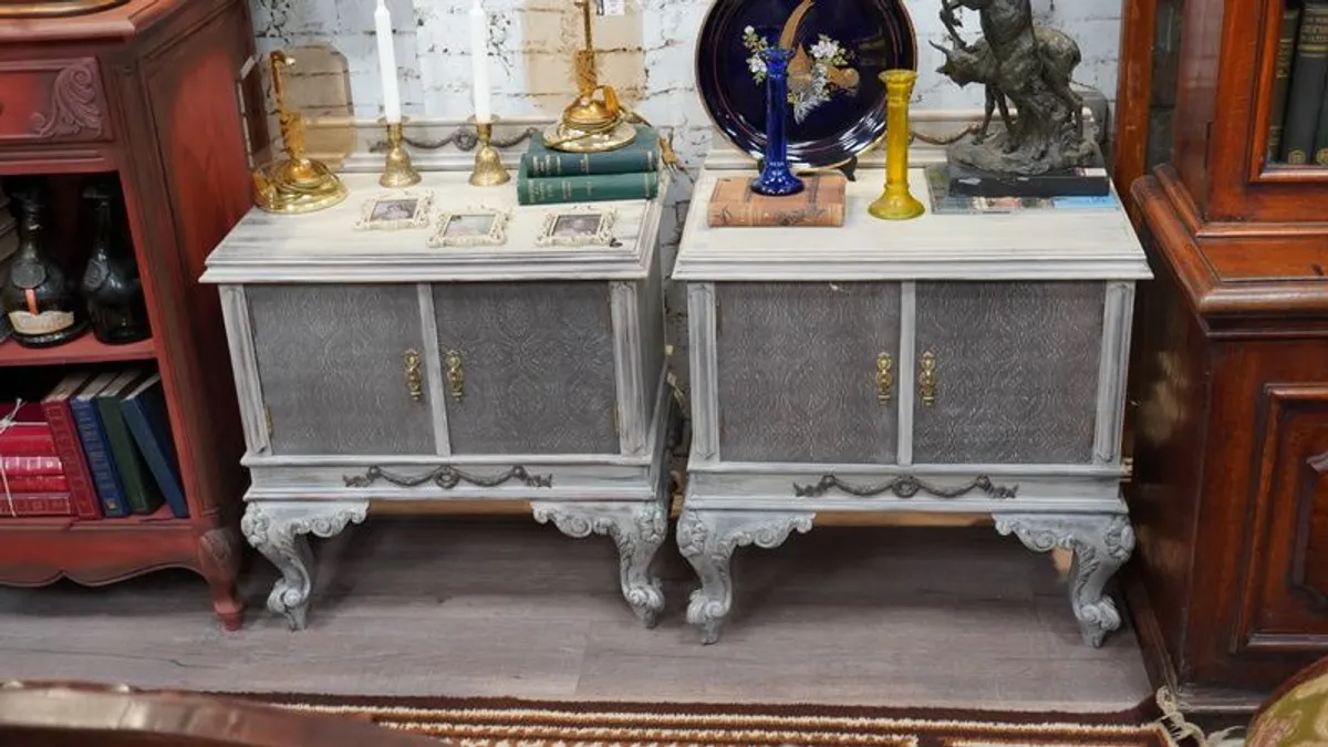 Pair of Upcycled Vintage Bedside Cabinets - Image 1