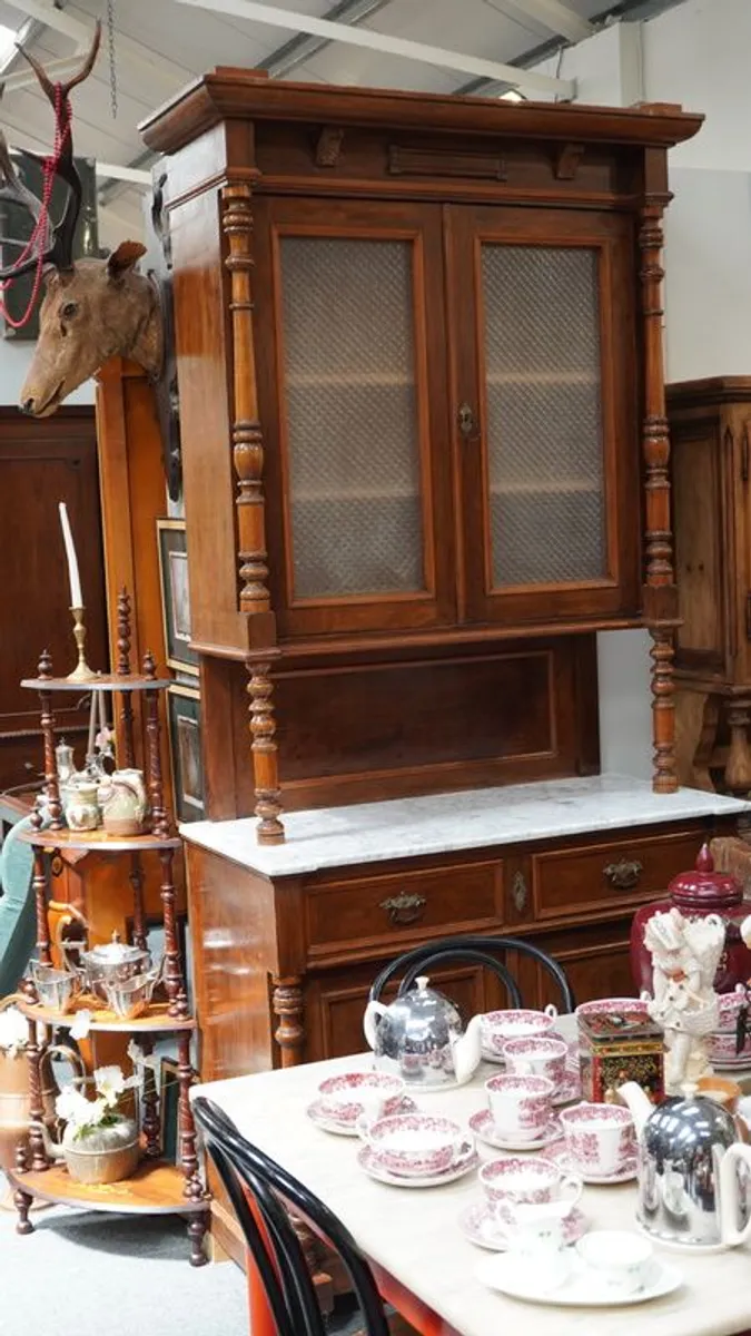 Antique Spanish Kitchen Cabinet with Marble Top - Image 2