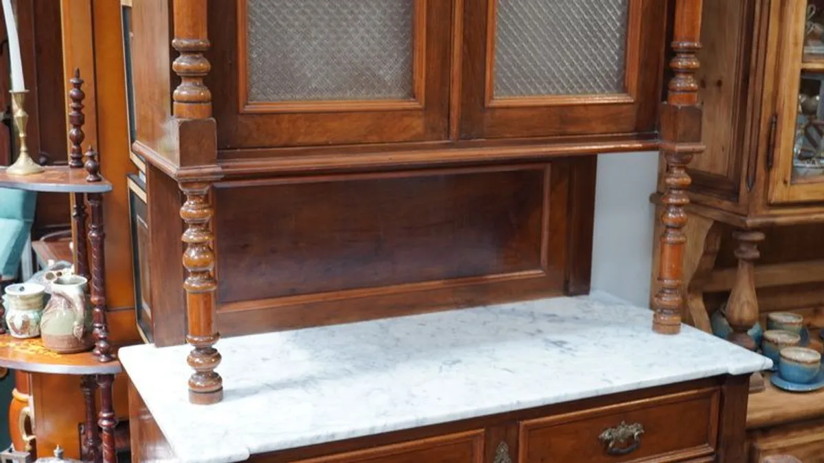 Antique Spanish Kitchen Cabinet with Marble Top - Image 4