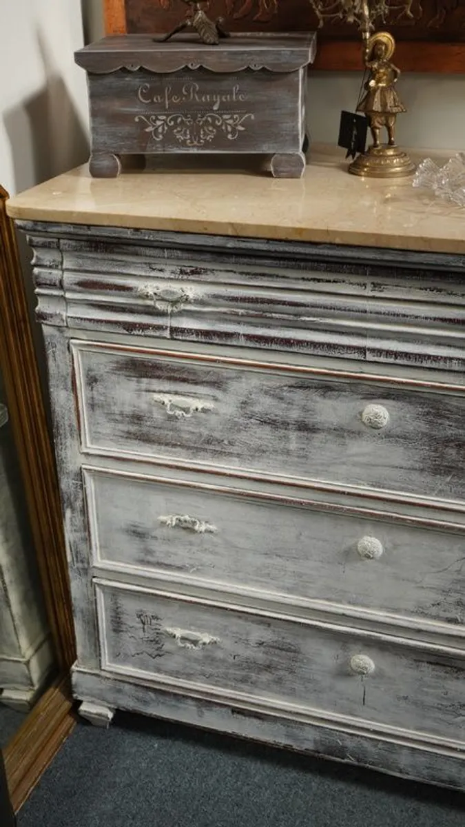Upcycled Antique Spanish Chest of Drawers - Marble Top - Image 4