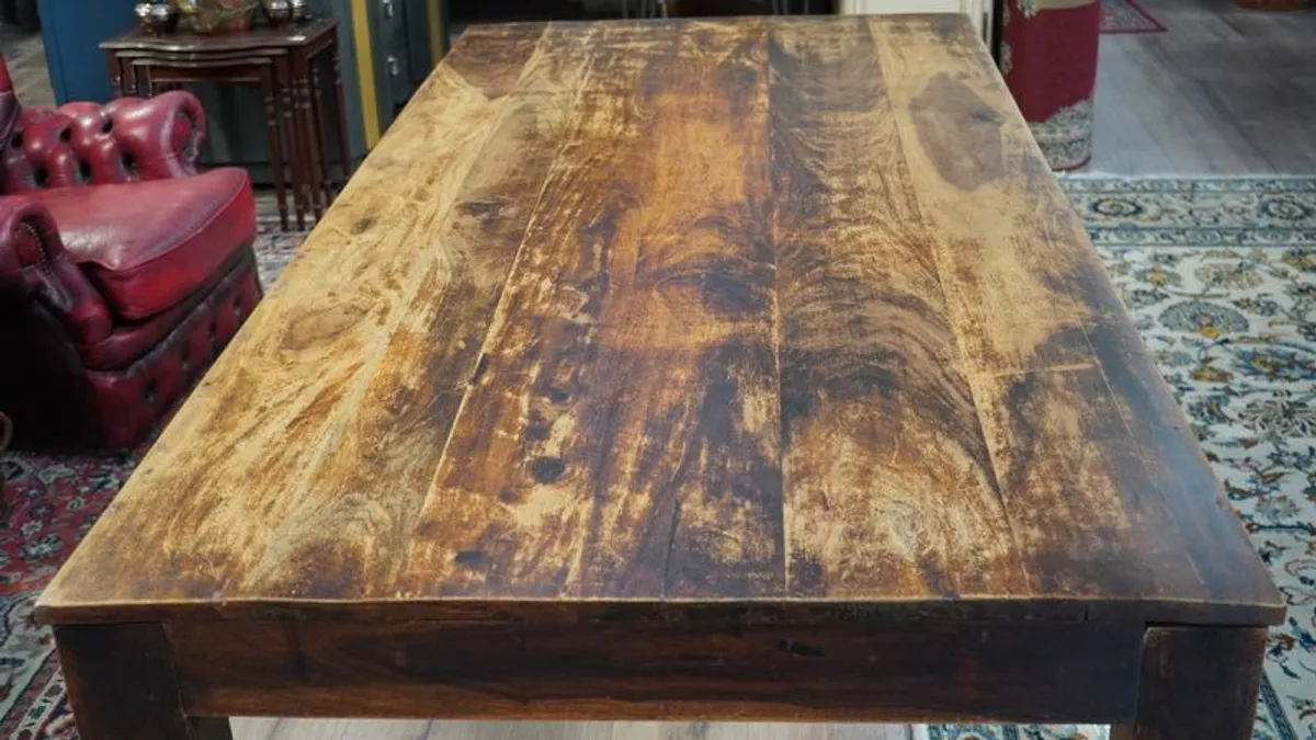 Rustic Teak Wood Dining Table - Image 1
