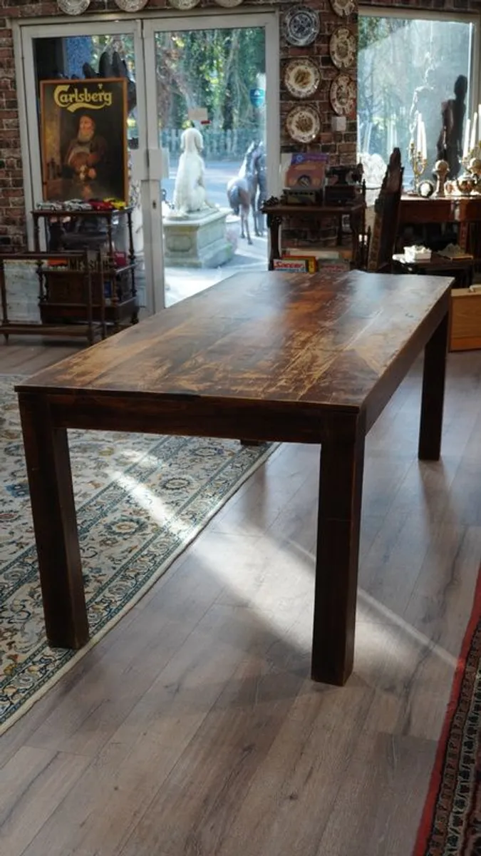 Rustic Teak Wood Dining Table - Image 4