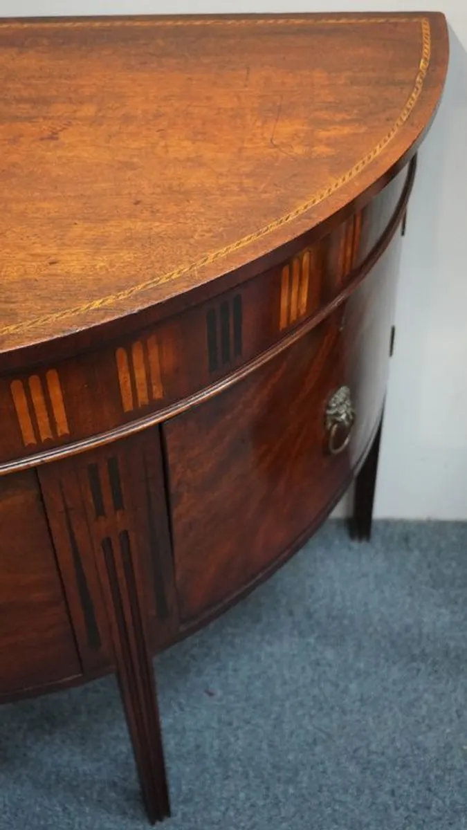 George III Mahogany and Marquetry Demi-Lune Side Cabinet - Image 2