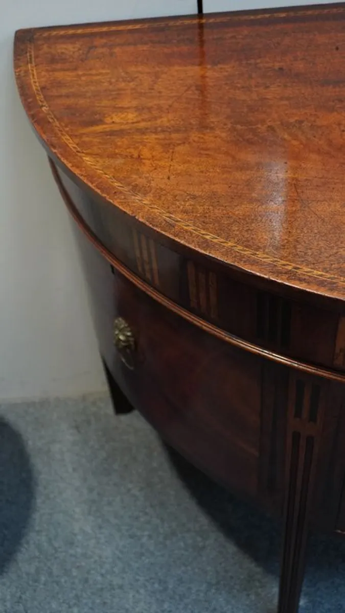 George III Mahogany and Marquetry Demi-Lune Side Cabinet - Image 4