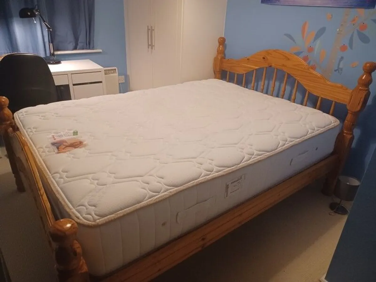 Comfortable double bed with strong frame and pocket-sprung + memory foam  mattress - Image 1