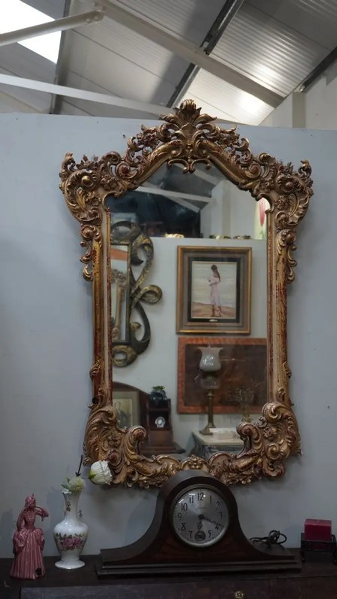 Antique Rococo-Style Gilded Mirror - Image 1