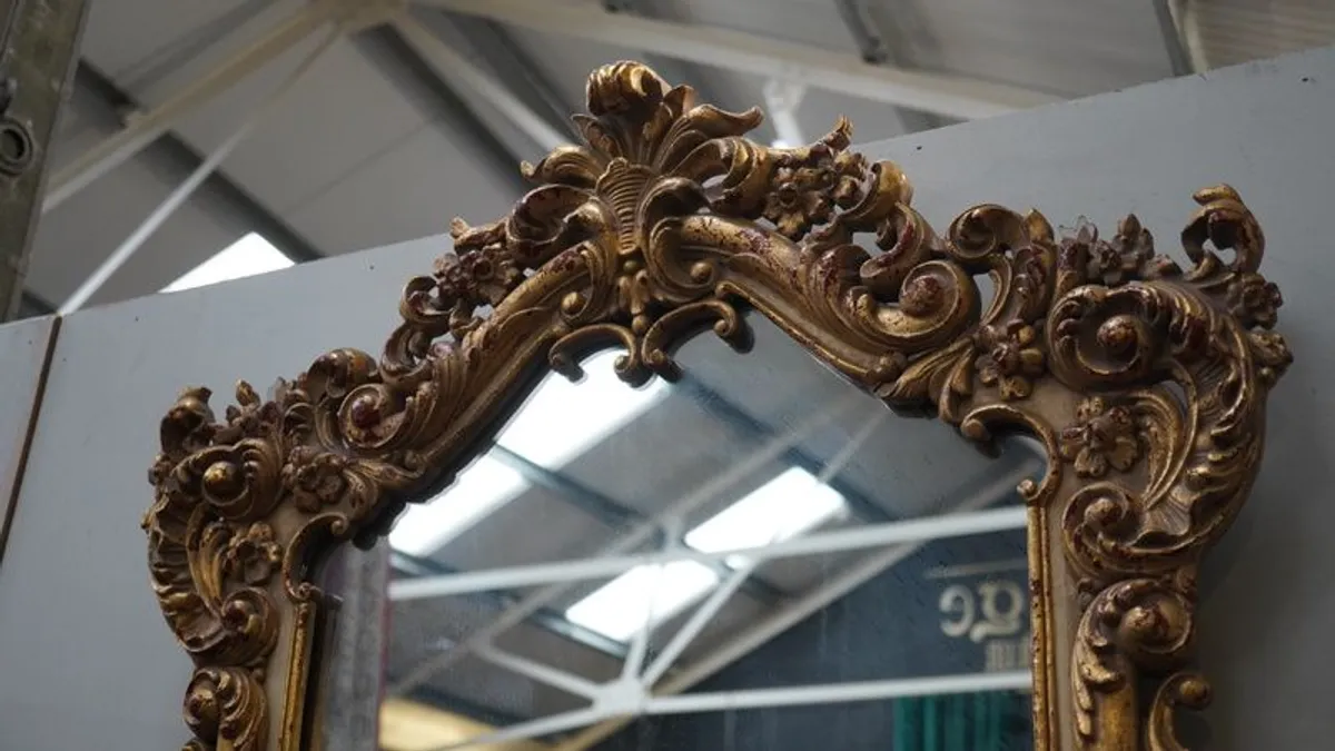 Antique Rococo-Style Gilded Mirror - Image 3