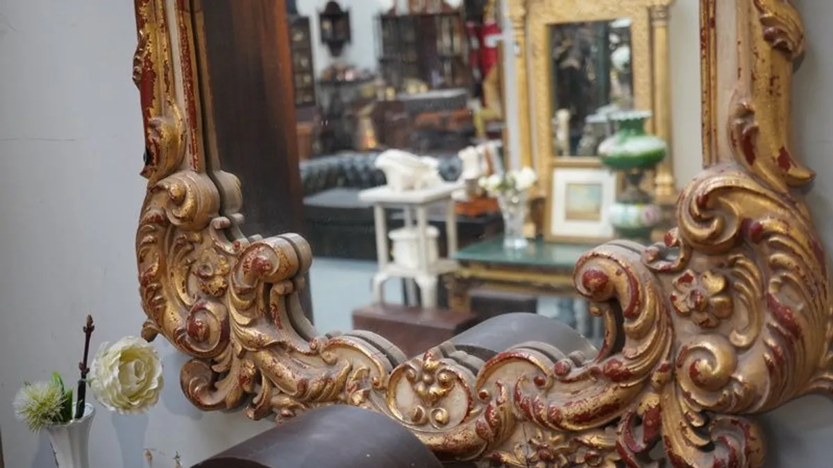 Antique Rococo-Style Gilded Mirror - Image 4